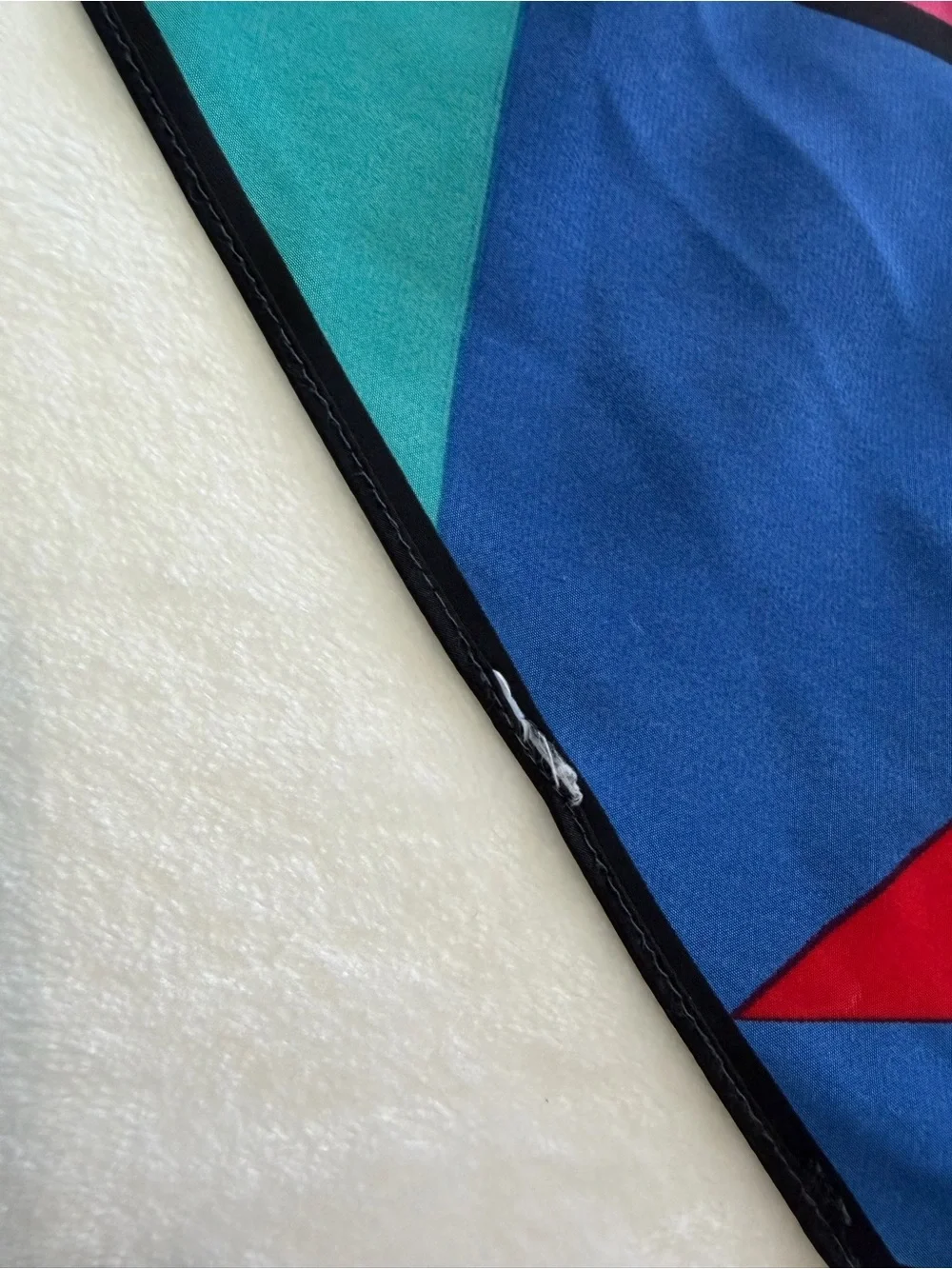 Vintage Vera Neumann Signed Scarf - Neck Hair Geometric Blue Red Pink Black VTG